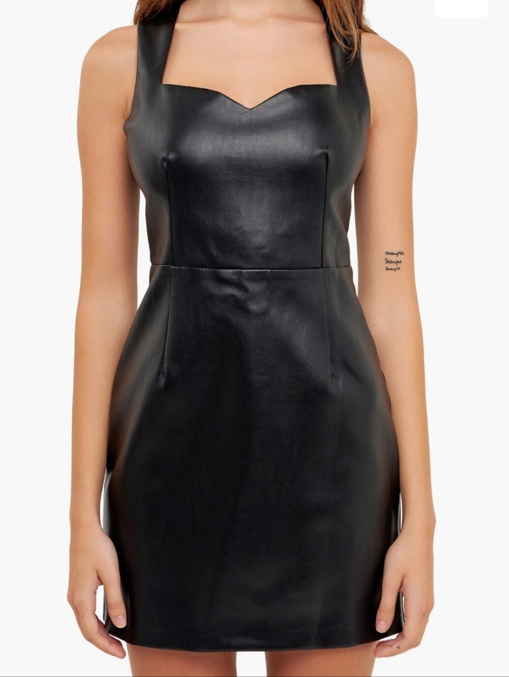 GREY LAB Black Faux Leather Mini Dress